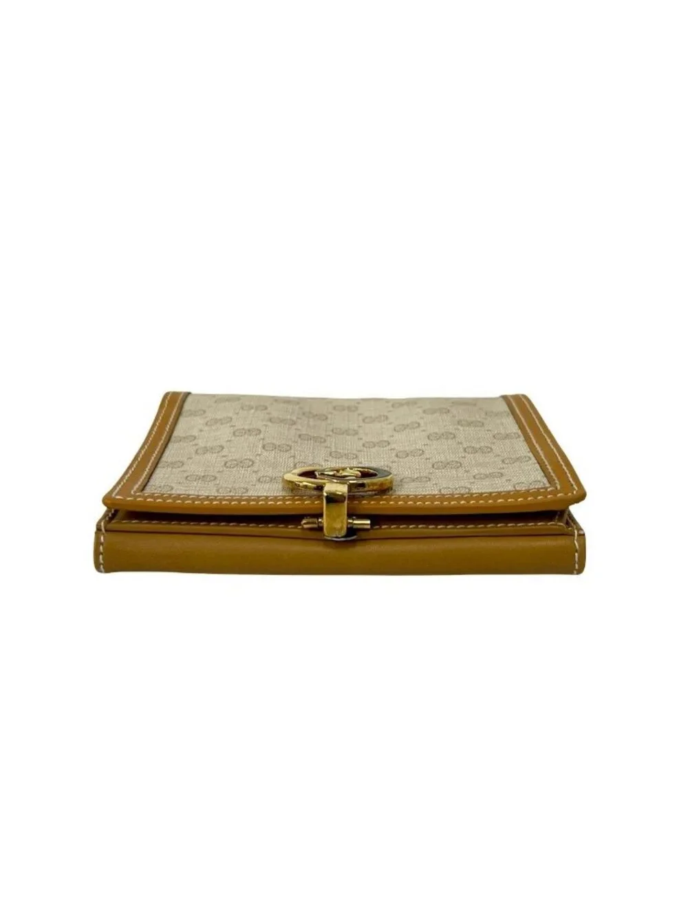 ★SOLD★ Gucci Vintage Micro GG Logo Leather Bifold Wallet Camel Ivory - Picture 3 of 10